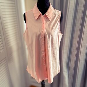 Donna Degnan Perfectly Peach Button Down Split Back Size 10